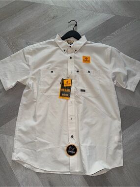 Ariat White Short-Sleeve Button-Down Work Shirt with Chest Pockets